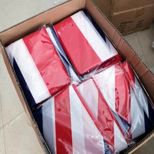 Box of flags opened for inspection
