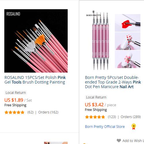 pink colorful nail art brush set kit on aliexpress