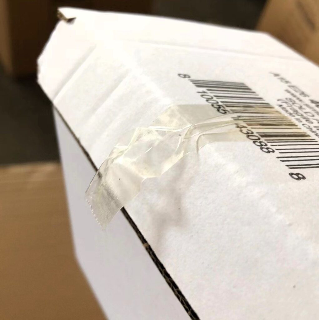 The tape on the outer box of some product packages is not tightly applied