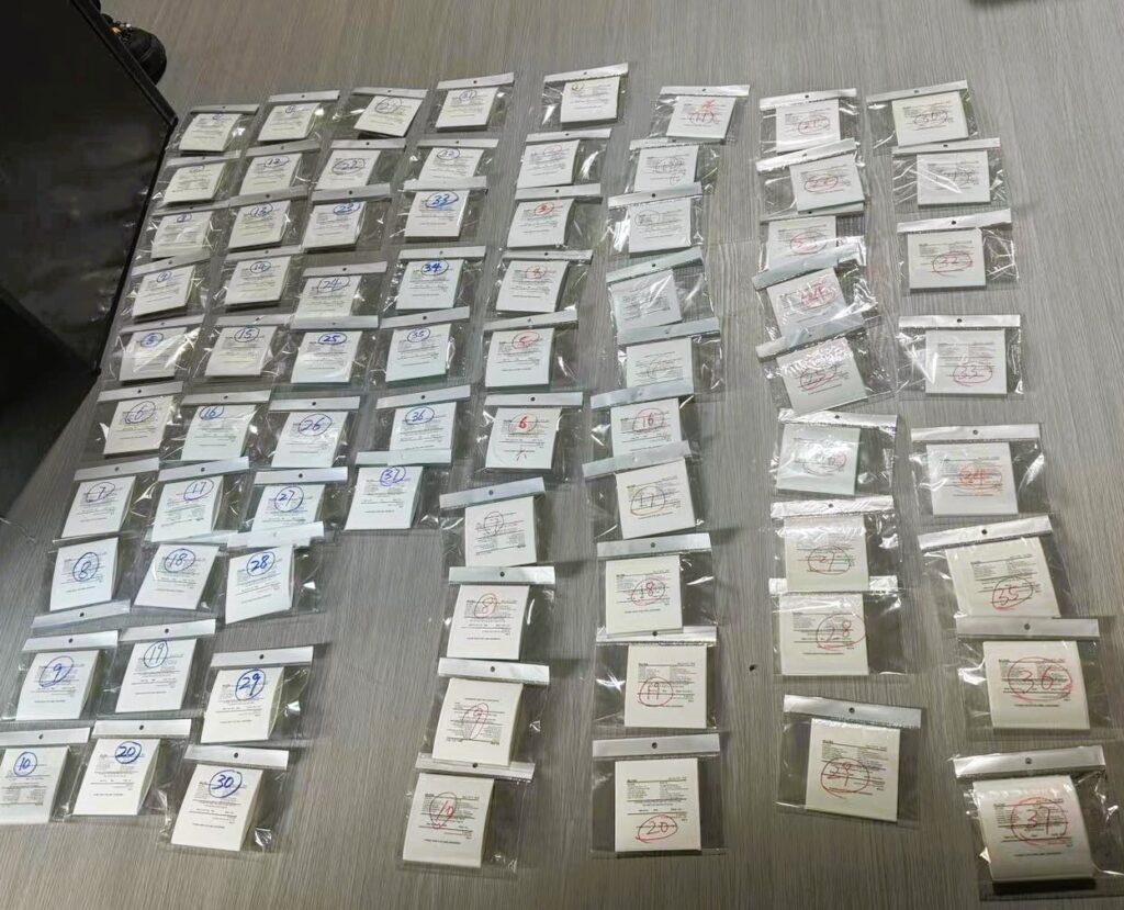 The labels we sorted out before visiting factory to label shipments.